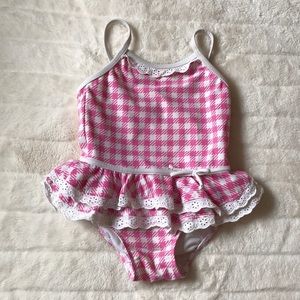 Toddler girl gingham bathing suit EUC